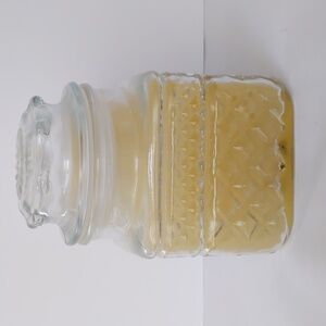 Vintage Yankee Candle Square Cut Glass Jar -‎ Paper Label - Fresh Floral Scent